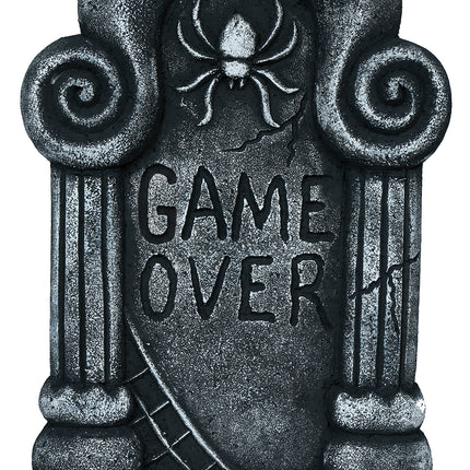 Halloween-hautakivi, harmaa, Game Over, 42 cm
