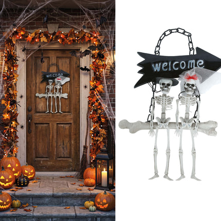 Halloween Skelet Bordje Welcome 30cm