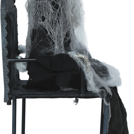 Halloween-luuranko tuolilla, valoilla, äänillä ja liikkeellä, 1,05 m