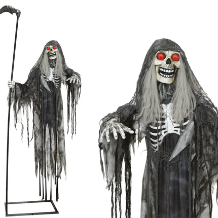 Halloween-luuranko, joka lentää ja jossa on valoa, ääntä ja liikettä, 2,05 m