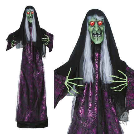Halloween Pop Horror Heks Met Licht, Geluid En Beweging 1,85m