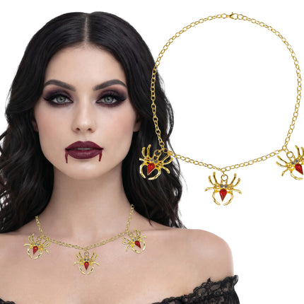 Halloween Ketting Spinnen Metaal