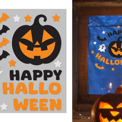 Halloween-ikkunakoriste Happy Halloween 50 cm