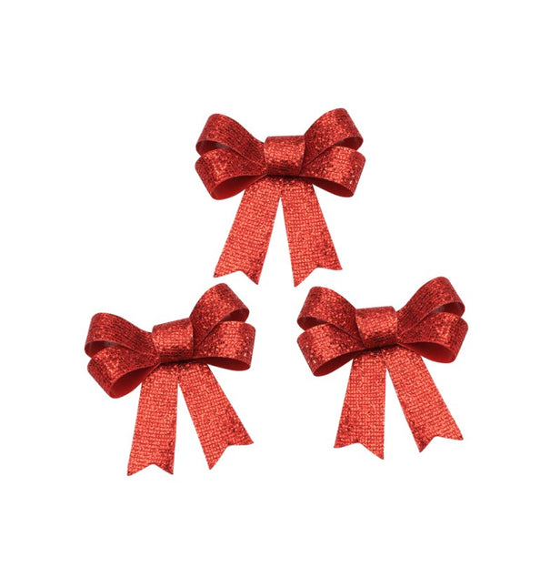 Punainen rusetti glitter 12.7cm 3kpl