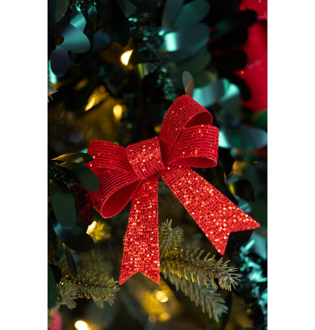Punainen rusetti glitter 12.7cm 3kpl