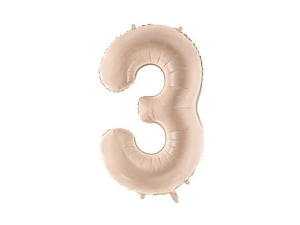 3 Jaar Cijfer Ballon Beige Glans Leeg 72cm van Partydeco koop je bij Partywinkel
