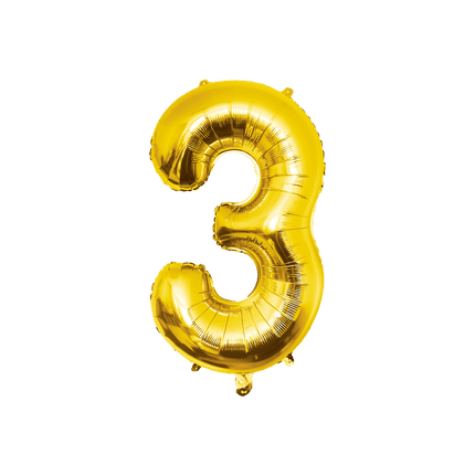 3 Jaar Cijfer Ballon Goud Leeg 86cm van Paper Dreams koop je bij Partywinkel