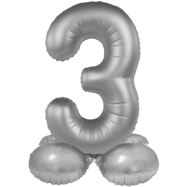 3 Jaar Cijfer Ballon Zilver 72cm van Folat koop je bij Partywinkel