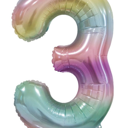 3 Jaar Helium Ballon Regenboog Pastel Leeg 86cm van WeFiesta koop je bij Partywinkel