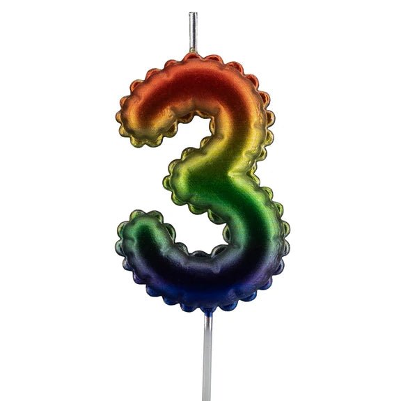 3 Jaar Kaars Regenboog 7cm van VDV Benefit koop je bij Partywinkel