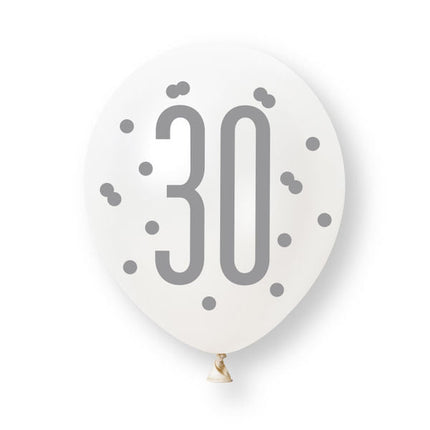 30 Jaar Ballonnen 30cm 6st van Unique koop je bij Partywinkel