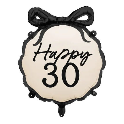 30 Jaar Helium Ballon Zwart Wit 53cm van Partydeco koop je bij Partywinkel