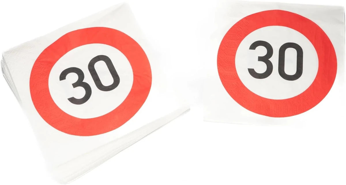 30 Jaar Servetten Verkeersbord 33cm 20st van VDV Benefit koop je bij Partywinkel