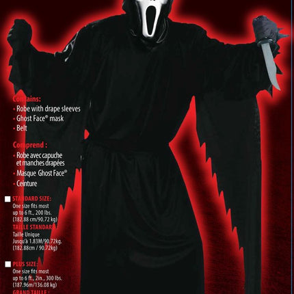 Halloween-puku, musta, miesten aave, 3-osainen