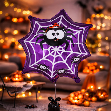 Halloween-heliumilmapallo, violetti, hämähäkinverkko, tyhjä, 60 cm