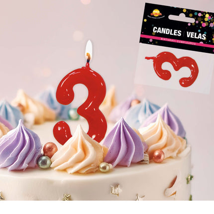 Punainen kynttilä 3 vuotta 5.5cm