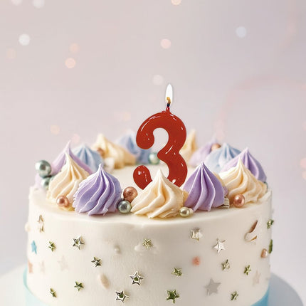 Punainen kynttilä 3 vuotta 5.5cm