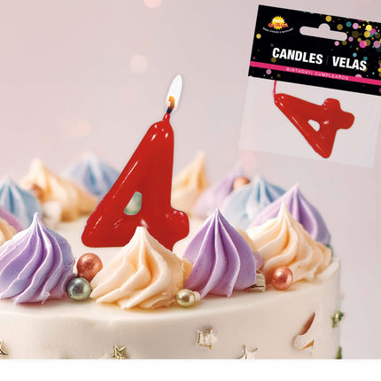 Punainen kynttilä 4 vuotta 5.5cm