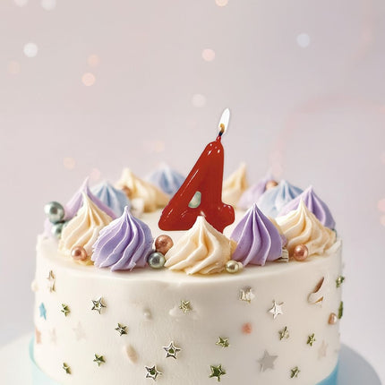 Punainen kynttilä 4 vuotta 5.5cm