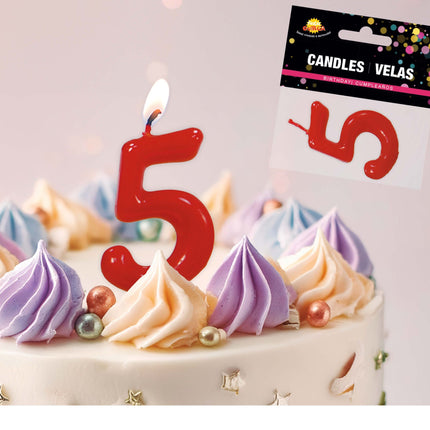 Punainen kynttilä 5 vuotta 5.5cm