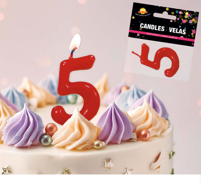 Punainen kynttilä 5 vuotta 5.5cm