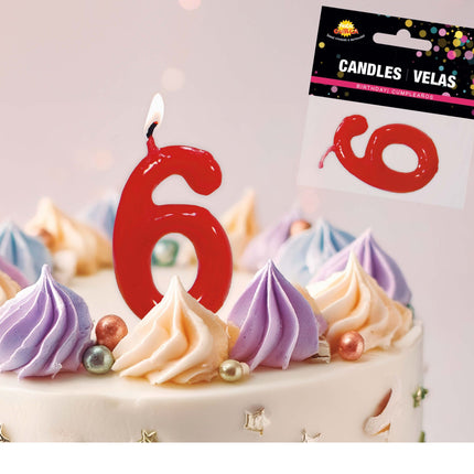 Punainen kynttilä 6 vuotta 5.5cm