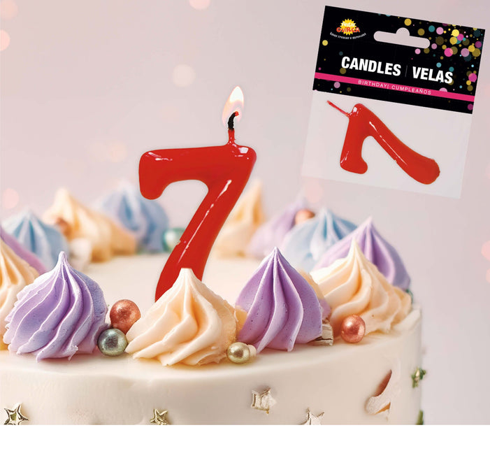 Punainen kynttilä 7 vuotta 5.5cm