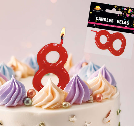 Punainen kynttilä 8 vuotta 5.5cm