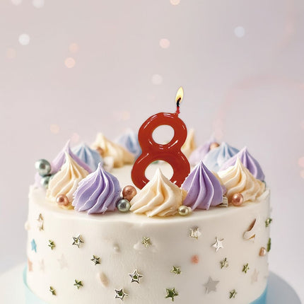 Punainen kynttilä 8 vuotta 5.5cm