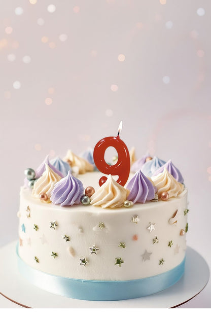 Punainen kynttilä 9 vuotta 5.5cm