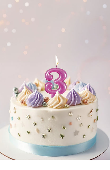 Vaaleanpunainen kynttilä 3 vuotta Metallinen 8cm