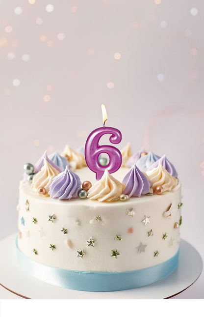 Vaaleanpunainen kynttilä 6 vuotta Metallinen 8cm