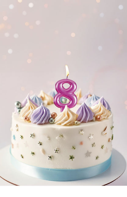 Vaaleanpunainen kynttilä 8 vuotta Metallinen 8cm