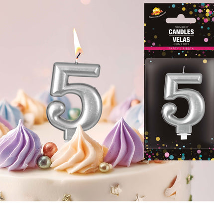 Hopeinen kynttilä 5 vuotta Metallinen 8cm