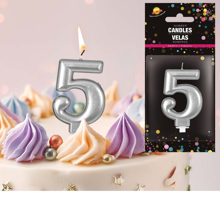 Hopeinen kynttilä 5 vuotta Metallinen 8cm