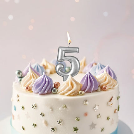 Hopeinen kynttilä 5 vuotta Metallinen 8cm