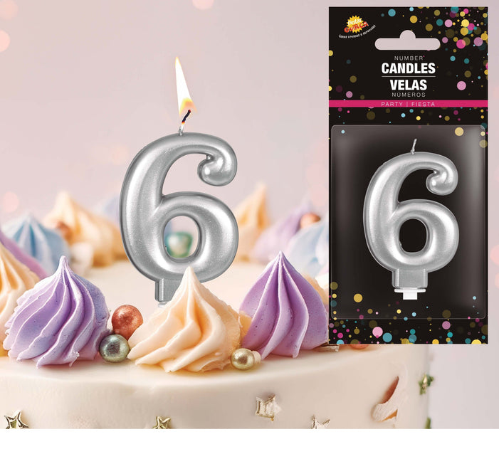 Hopeinen kynttilä 6 vuotta Metallinen 8cm