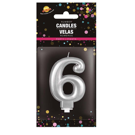 Hopeinen kynttilä 6 vuotta Metallinen 8cm