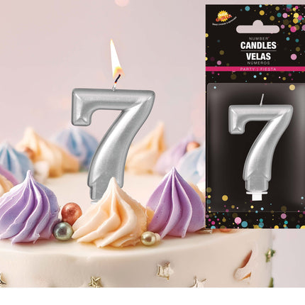 Hopeinen kynttilä 7 vuotta Metallinen 8cm