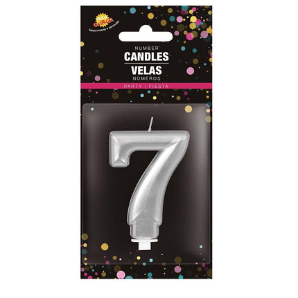 Hopeinen kynttilä 7 vuotta Metallinen 8cm