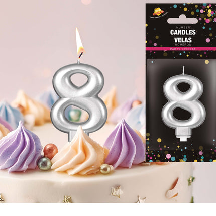 Hopeinen kynttilä 8 vuotta Metallinen 8cm