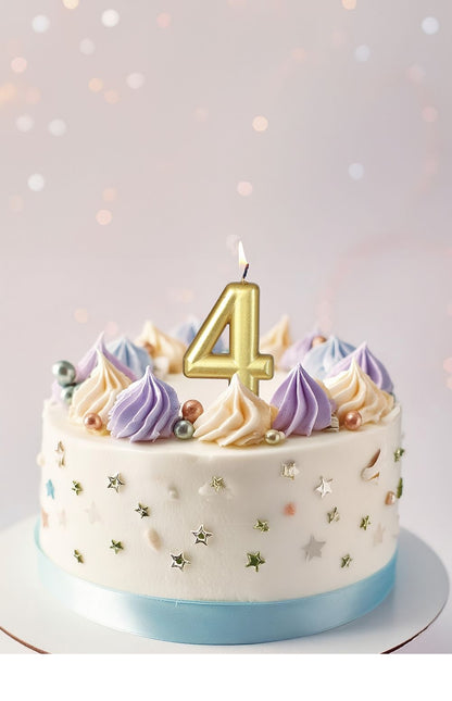 Kultainen kynttilä 4 vuotta Metallinen 8cm