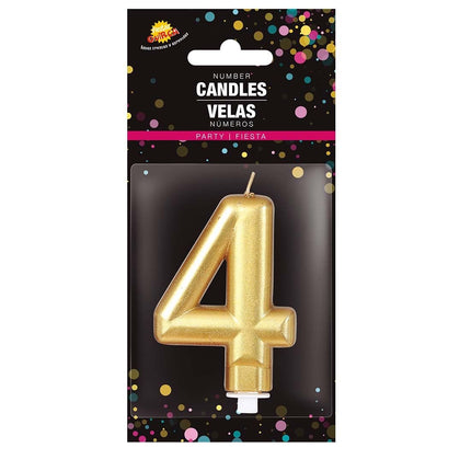 Kultainen kynttilä 4 vuotta Metallinen 8cm