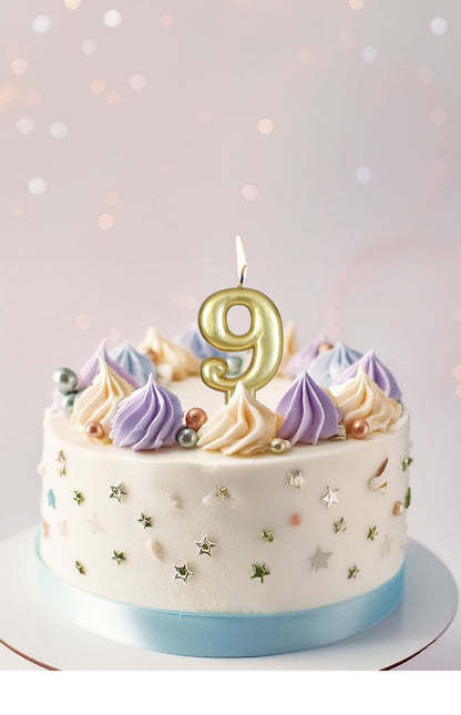 Kultainen kynttilä 9 vuotta Metallinen 8cm