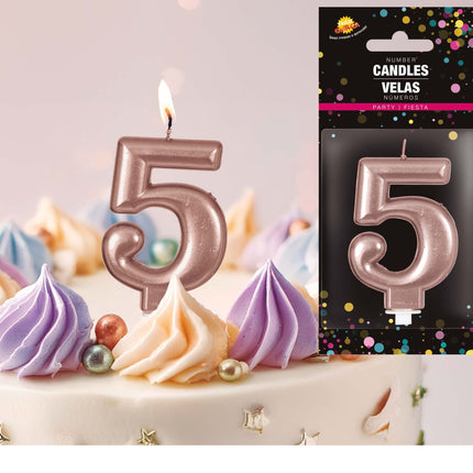 Rose Gold kynttilä 5 vuotta 8cm