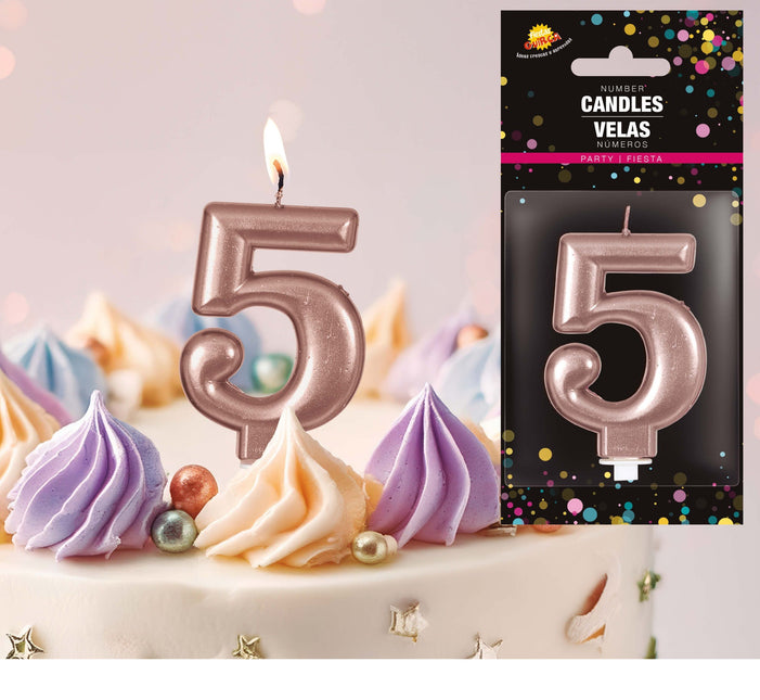 Rose Gold kynttilä 5 vuotta 8cm