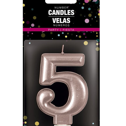 Rose Gold kynttilä 5 vuotta 8cm