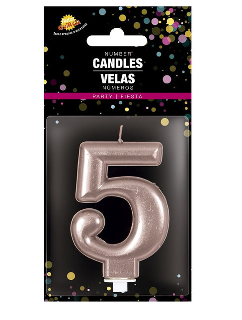 Rose Gold kynttilä 5 vuotta 8cm