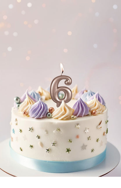 Rose Gold kynttilä 6 vuotta 8cm