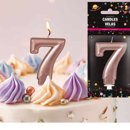 Rose Gold kynttilä 7 vuotta 8cm